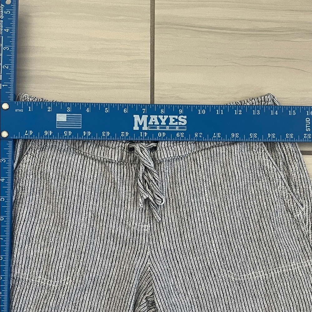 Per Se Linen Blend Striped Capri Pants with Pockets, Elastic & Drawstring Size M - Picture 5 of 8